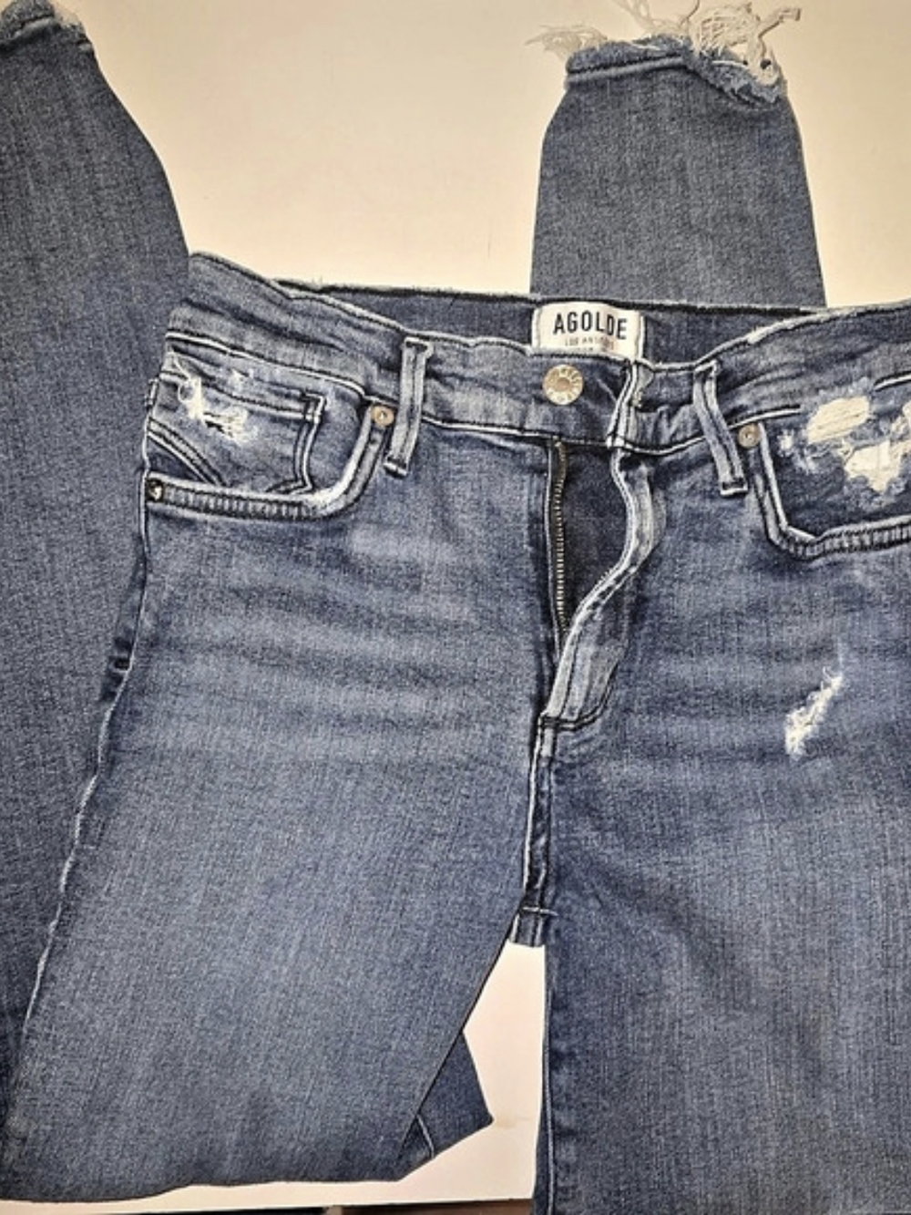 AGOLDE Sophie Mid Rise Skinny Ankle Jean Jeans Blue Waist 27